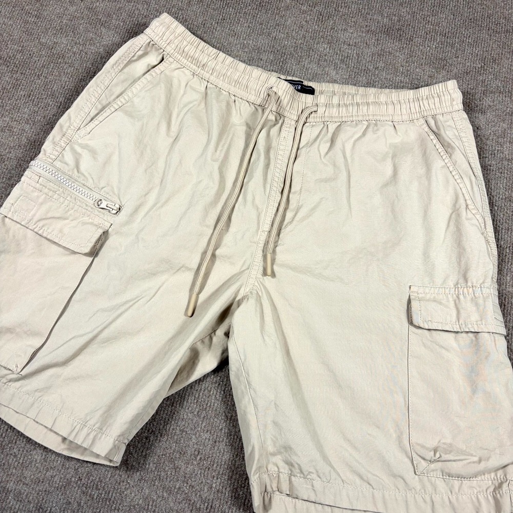 Forever 21 Cargo Shorts Men Medium Beige Utility Pocket Drawstring Waist Outdoor